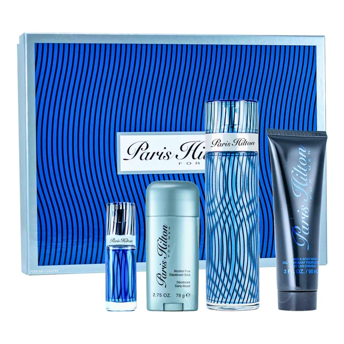Paris Hilton For Men zestaw woda toaletowa spray 100ml + żel do mycia ciała i włosów 90ml + dezodorant w sztyfcie 78g + woda toaletowa spray 10ml