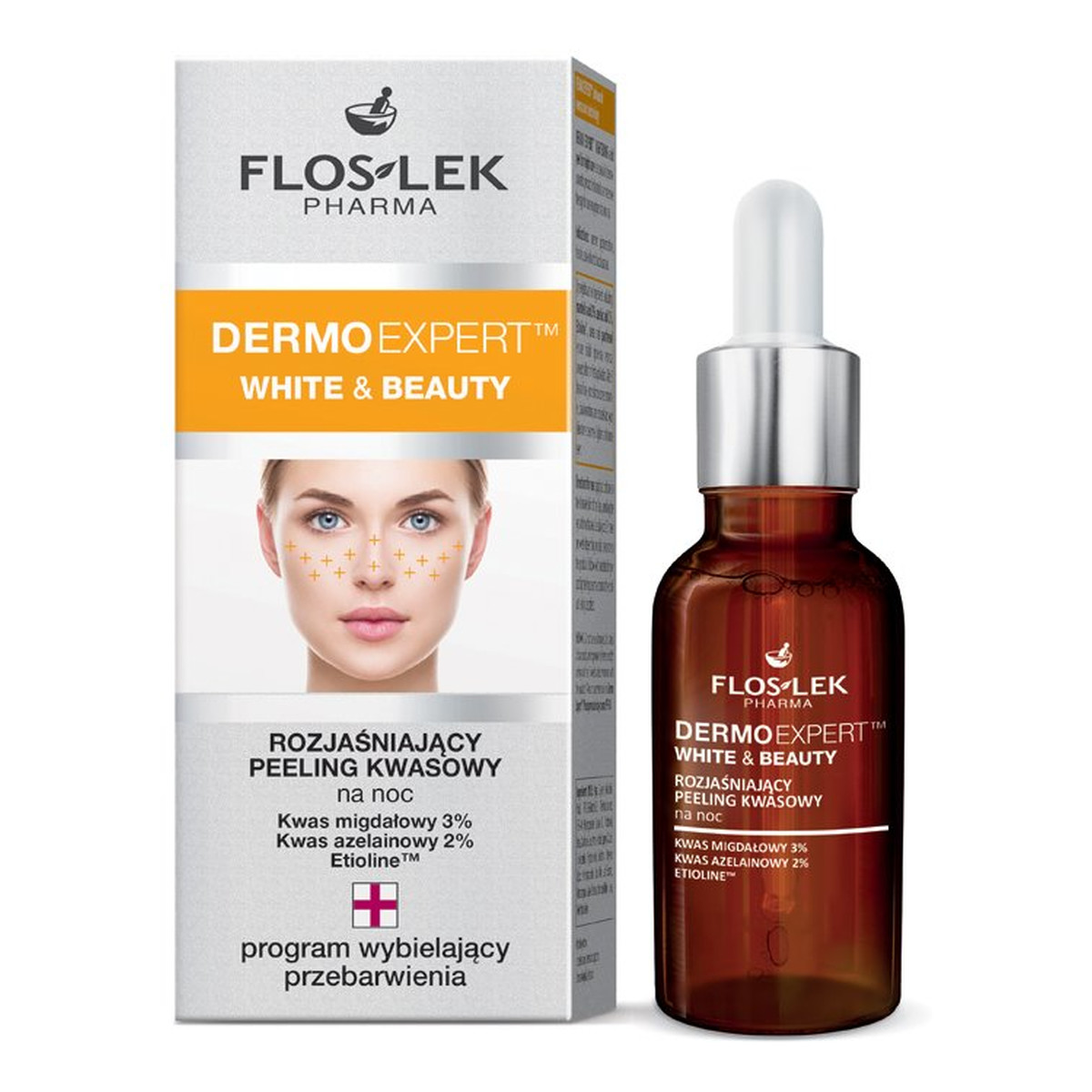 FlosLek Dermo Expert White&Beauty Rozjaśniający Peeling Kwasowy Na Noc 30ml