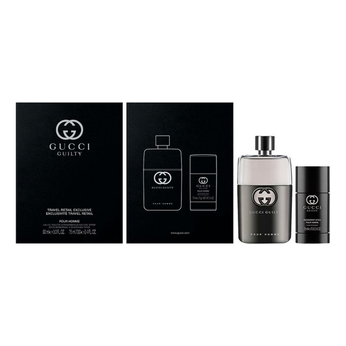 Gucci Guilty Pour Homme Zestaw woda toaletowa spray 90ml + dezodorant sztyft 75ml