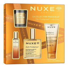 Zestaw suchy olejek regenerujący 100ml + perfumy 15ml + olejek pod prysznic 100ml + świeca zapachowa 60g