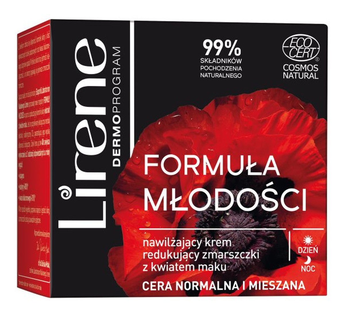 Nawilżający krem redukujący zmarszczki z kwiatem maku na dzień i na noc Cera normalna i mieszana