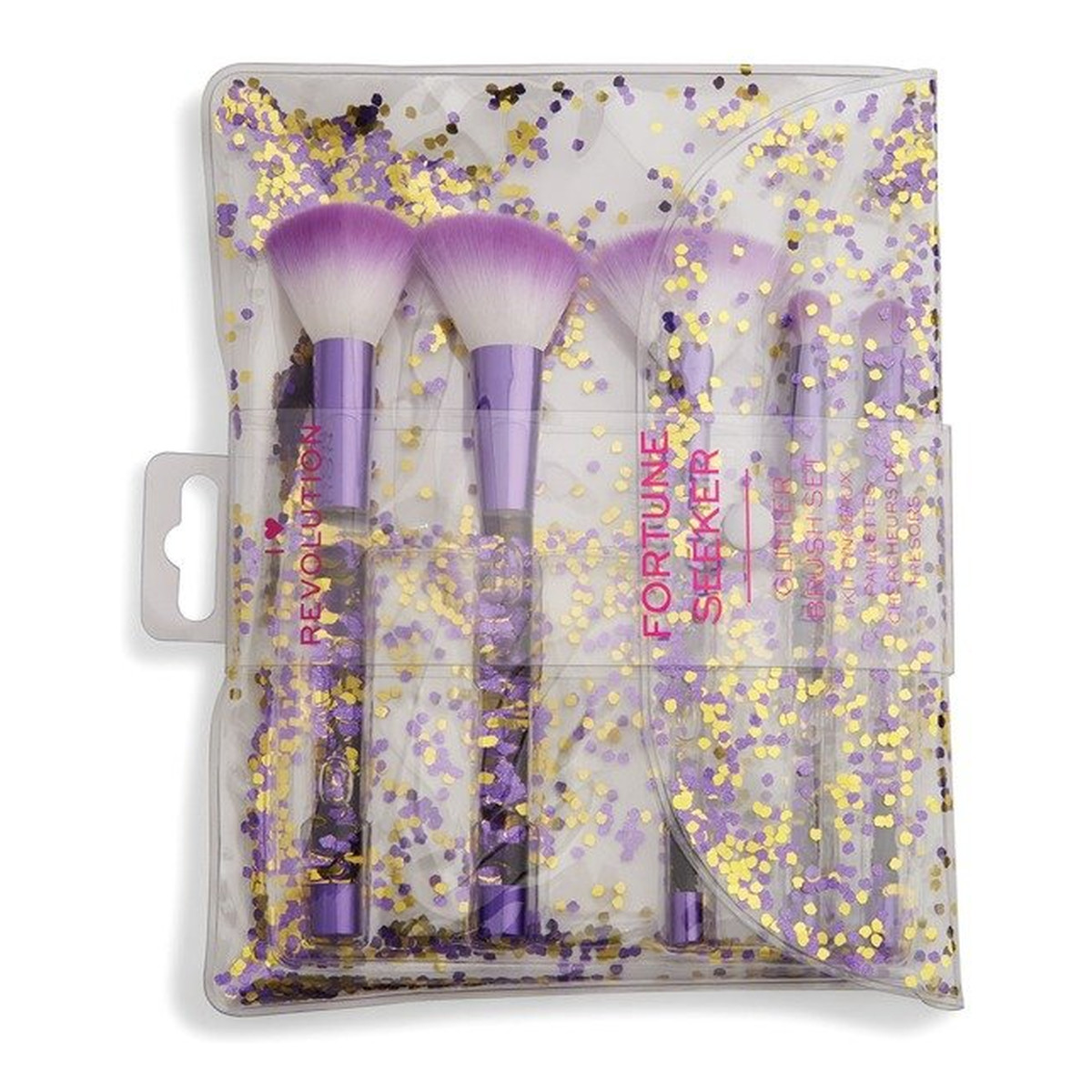 Makeup Revolution I Heart Revolution Zestaw pędzli do makijażu Fortune Seeker Purple Glitter Brush Set