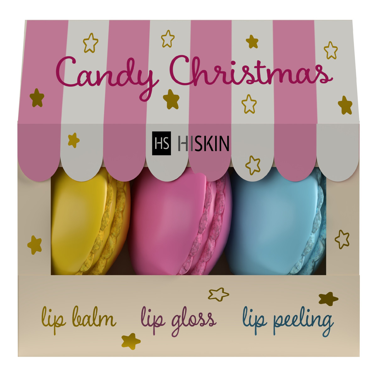 Hiskin Candy christmas Zestaw prezentowy do pielęgnacji ust (peeling+balsam+błyszczyk)