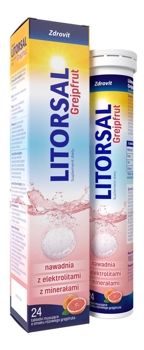 Tabletki musujące Litorsal Grejpfrut - suplement diety 1op.-24 tabletki