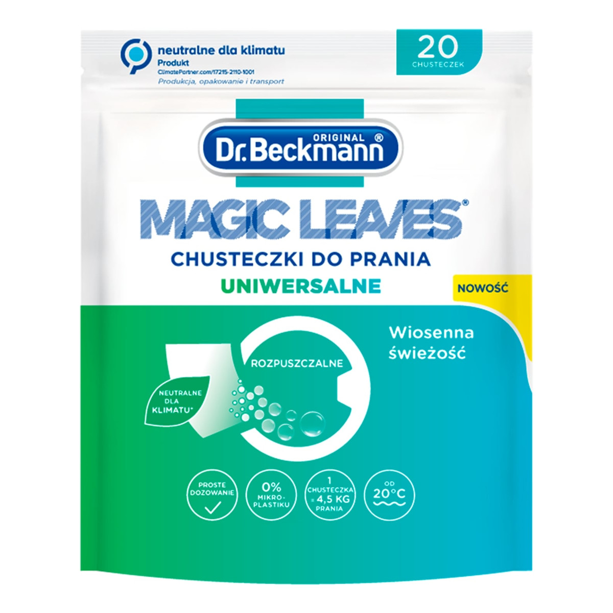 Dr. Beckmann Magic Leaves listki piorące 20szt. Uniwersalne 80g