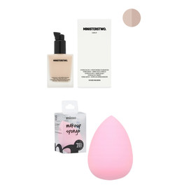 Naturalny podkład do twarzy Rose Macaron (10) + Gąbeczka do podkładu Light Pink