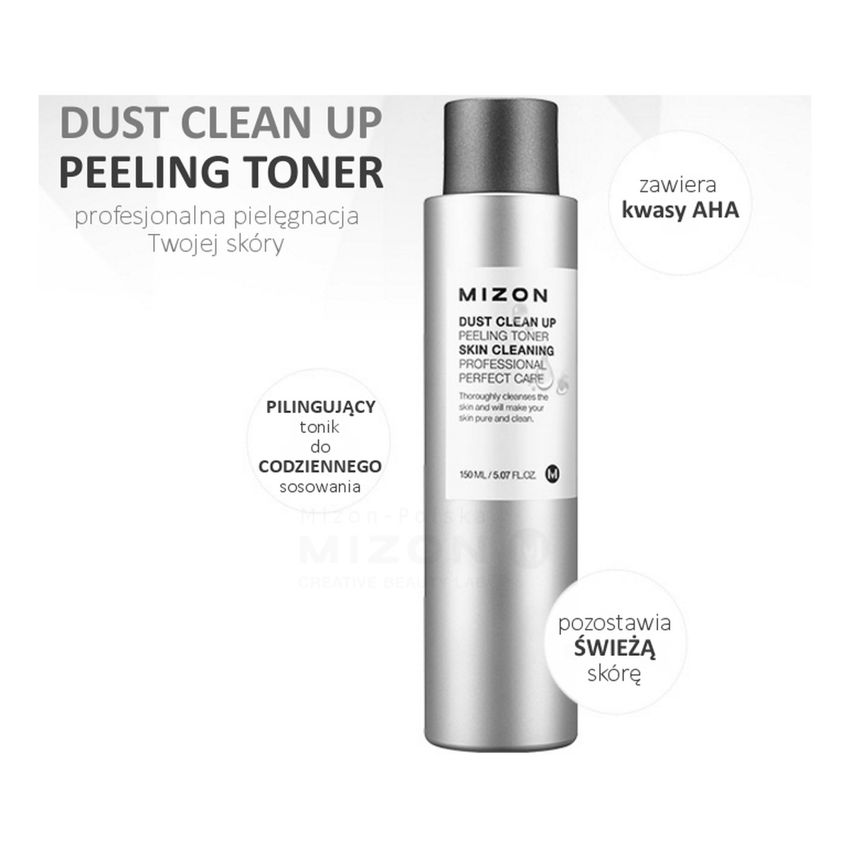 Mizon Dust Clean Up Peeling Toner Tonik Peelingujący Z Kwasami AHA 150ml