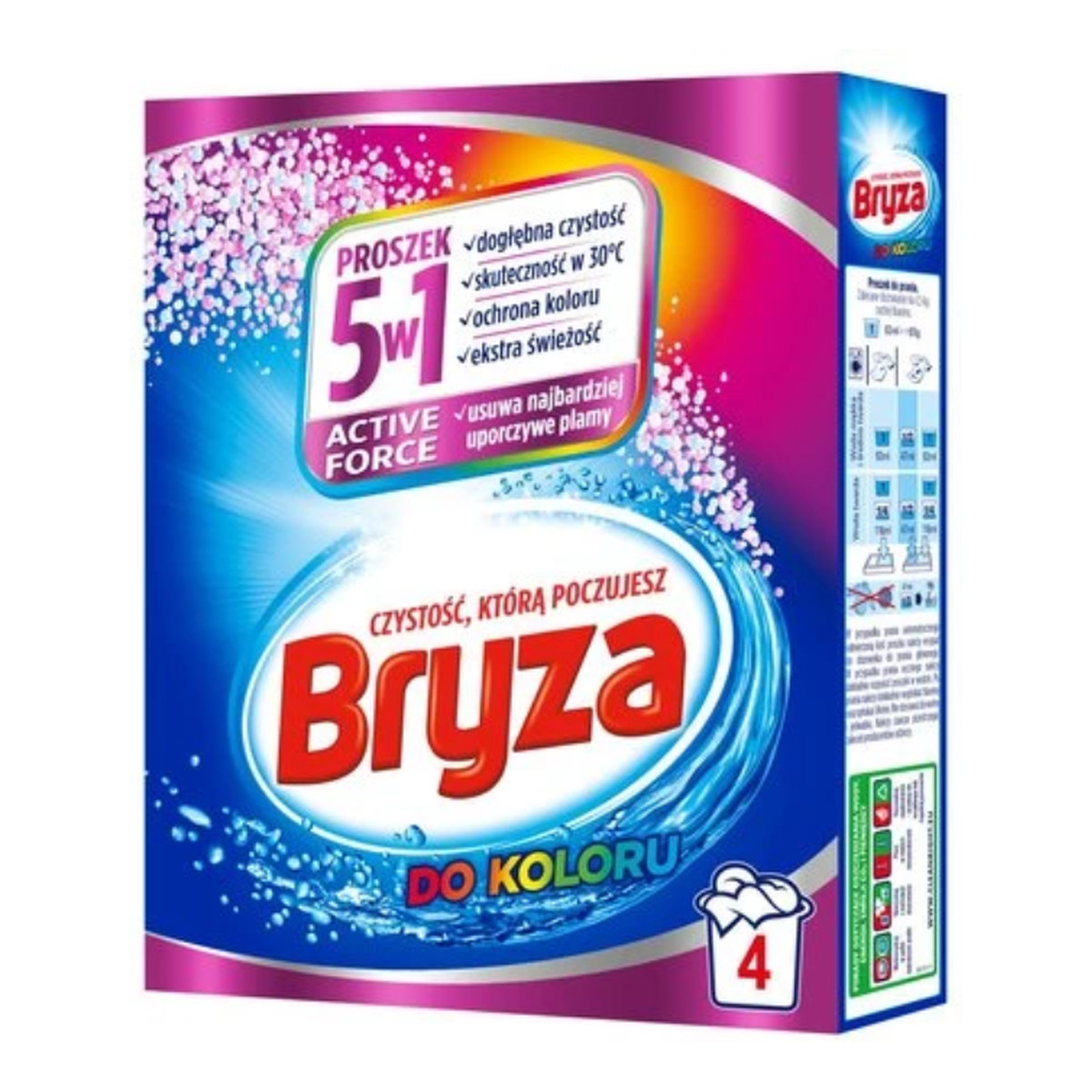 Bryza Proszek Do Prania Tkanin Kolorowych Active Force 5w1 4 prania 260g