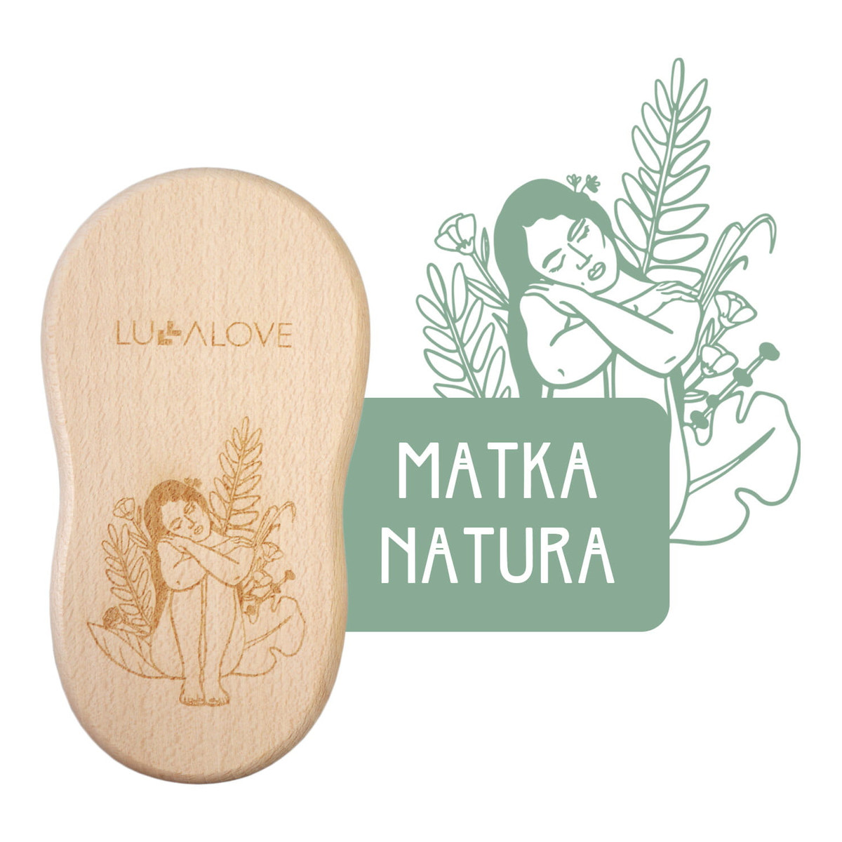 Lullalove Matka Natura Średnia Szczotka Szczecina, Edycja Limitowana Szczotkowanie ciała na sucho