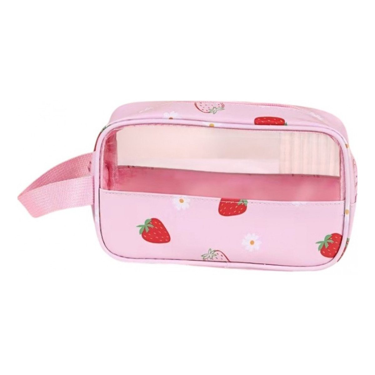 Ecarla Kosmetyczka rozkładana przenośna kuferek rozmiar S 22x7x13cm TRUSKAWKI KS149