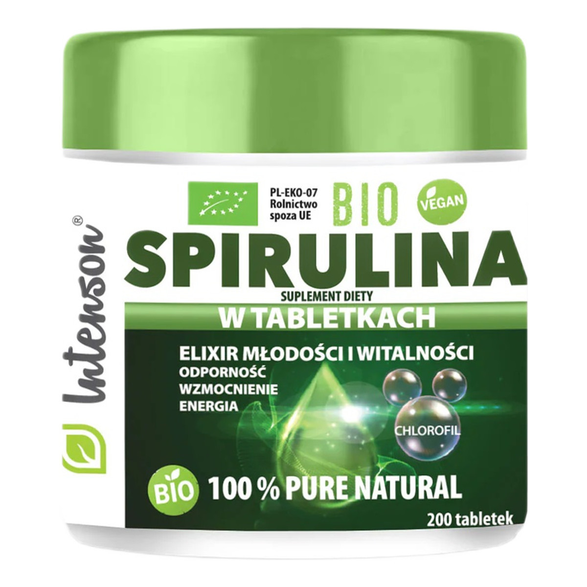 Intenson Bio spirulina 100% suplement diety 200 tabletek