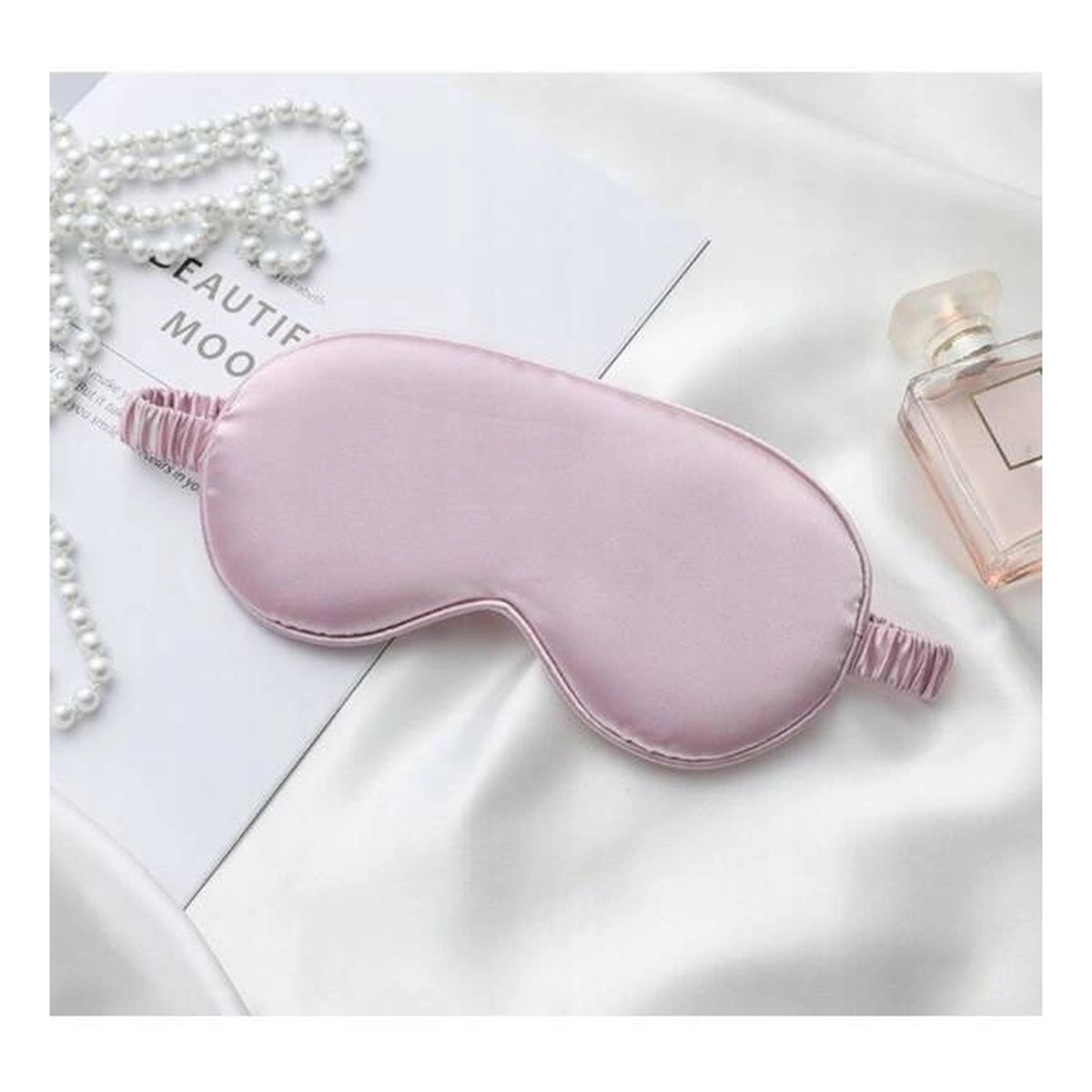 Ecarla Satynowa Maska do spania na oczy - ciemny róż 1szt