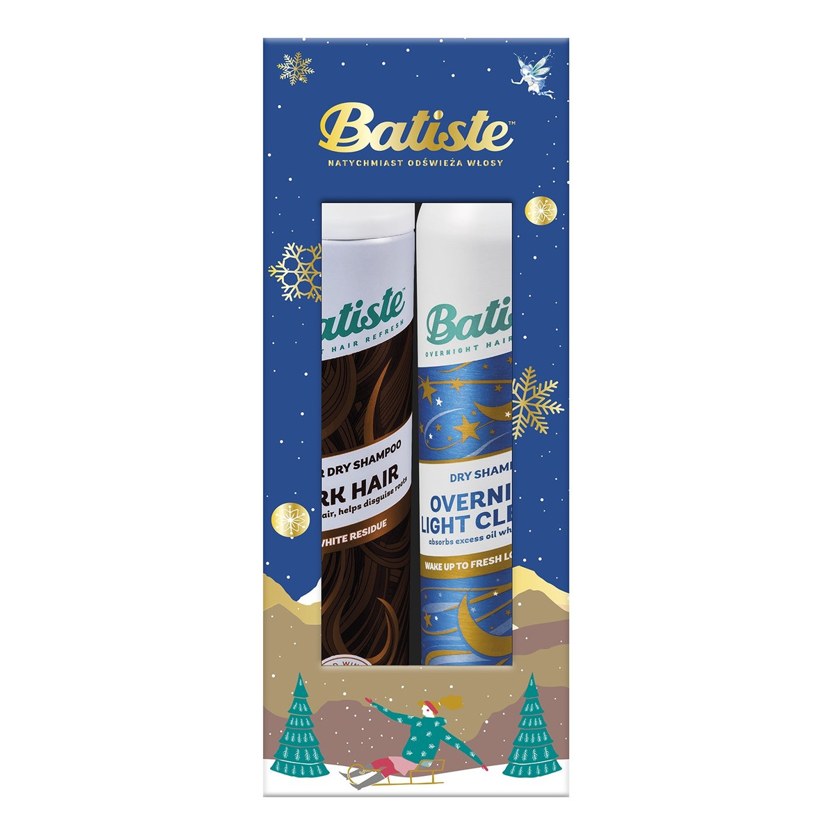 Batiste Zestaw świąteczny (suchy szampon dark hair 200ml+overnight light cleanse 200ml)