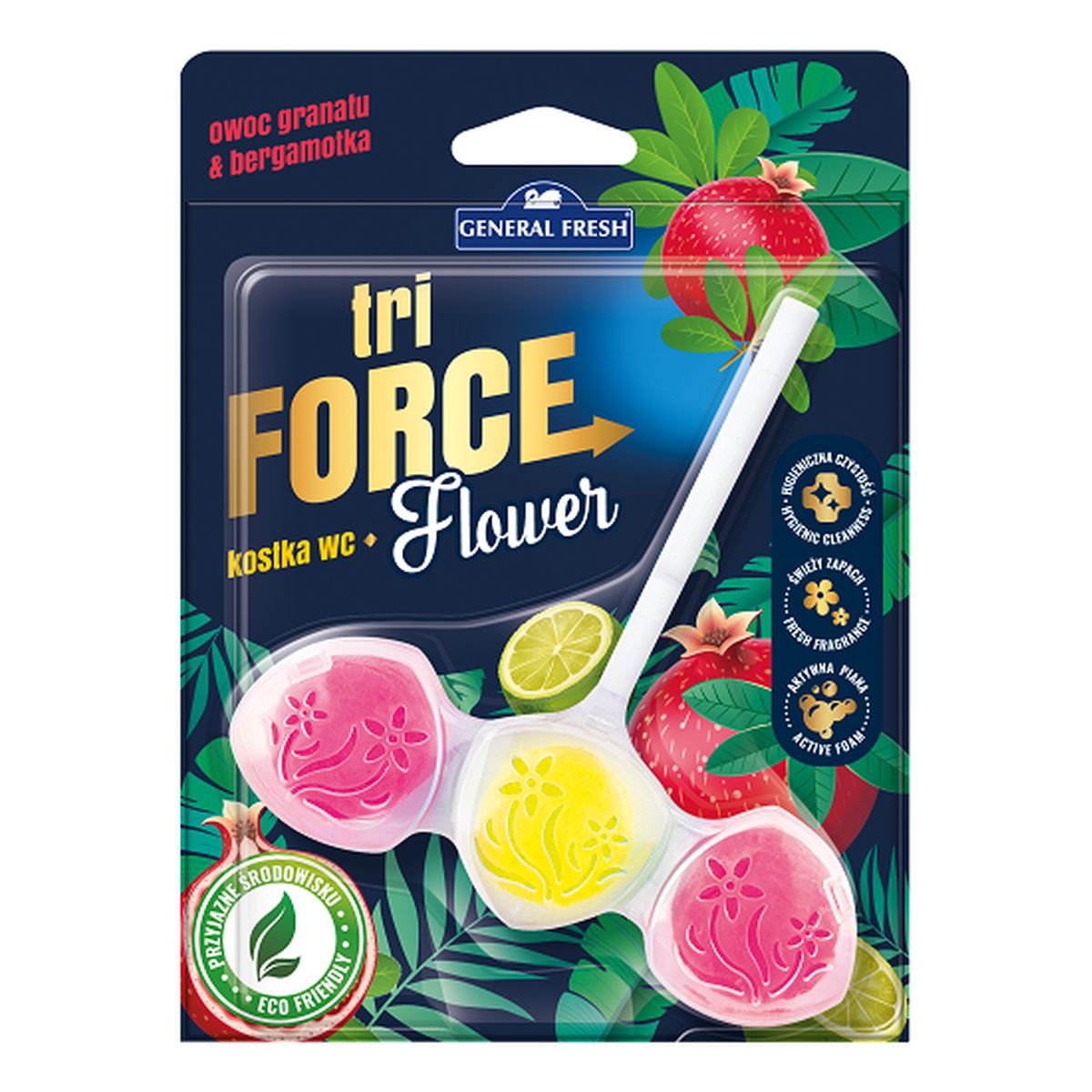 General Fresh Tri Force WC kostka Flower Owoc Granatu & Bergamotka 45g