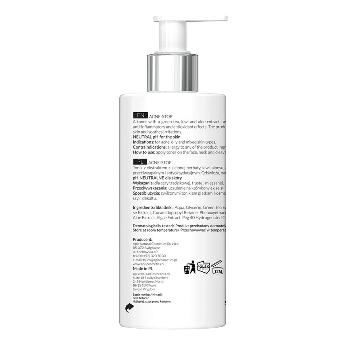 Apis Acne-stop cleansing antibacterial toner oczyszczający tonik antybakteryjny z zieloną herbatą 300ml