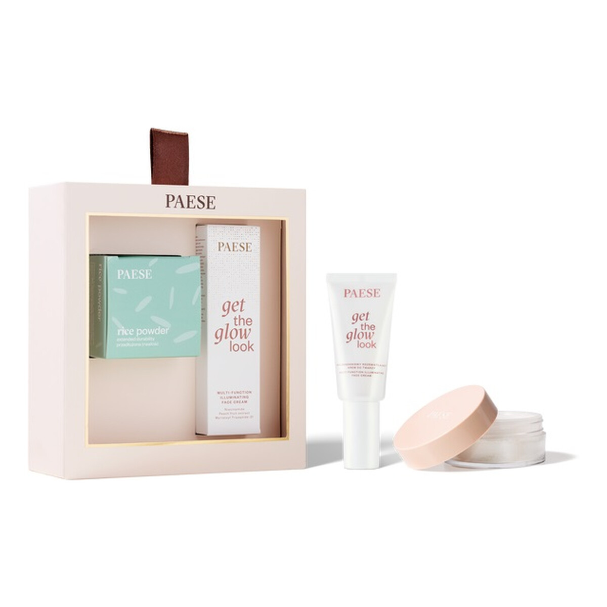 Paese All About The Base 02 Zestaw rozświetlający krem do twarzy 30ml + sypki puder ryżowy 10g
