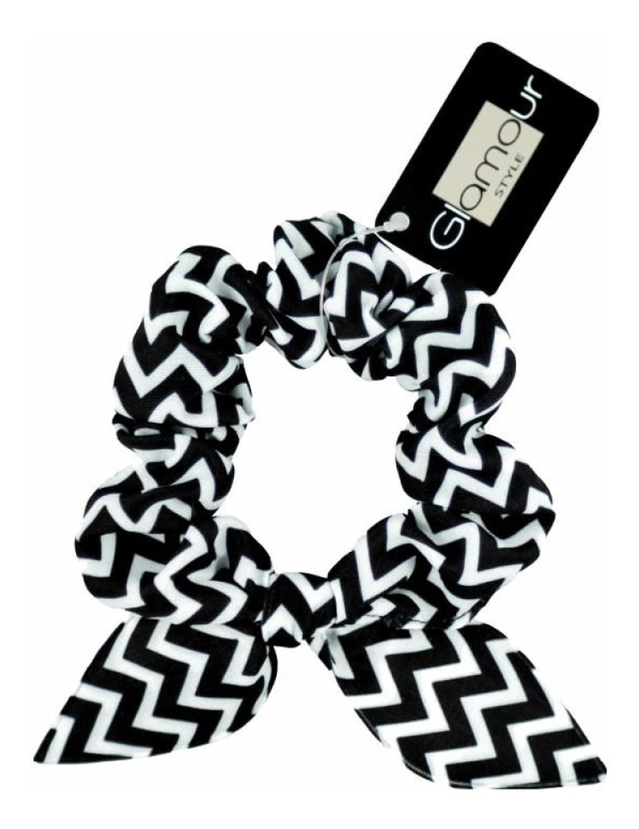 Zawijka scrunchie gumka do włosów Czarno-Biała