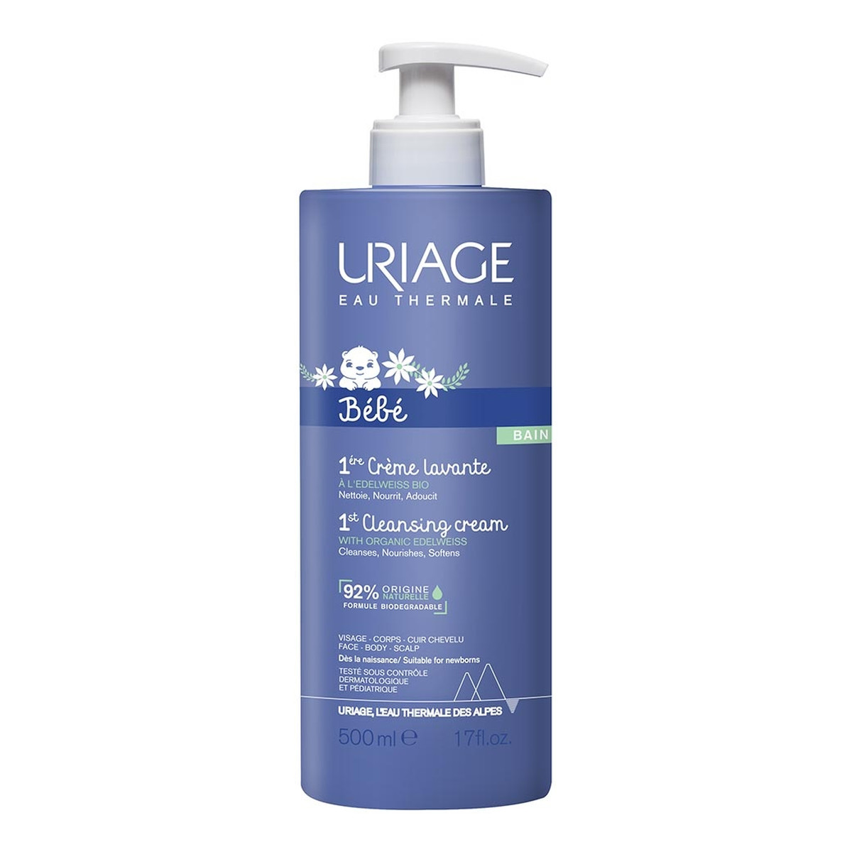 Uriage Bebe 1st Cleansing Cream Krem pieniący się do kąpieli dla dzieci 500ml