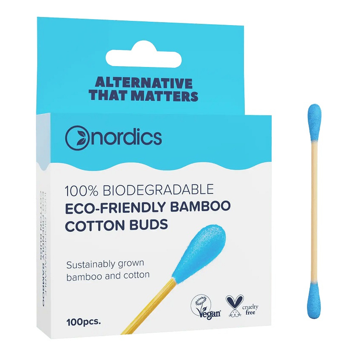Nordics Bamboo Cotton Buds patyczki bambusowe Niebieskie 100 szt