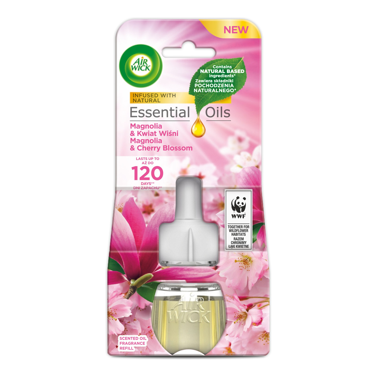 Air Wick Essential Oils Odświeżacz Powietrza Magnolia & Kwiat Wiśni wkład 19ml