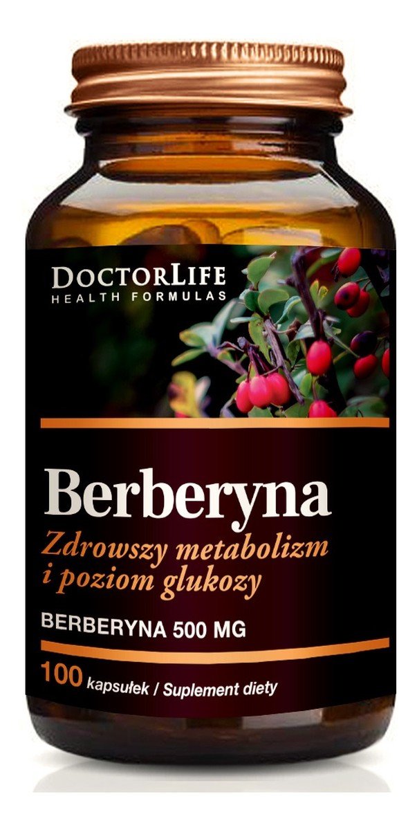 Berberyna 500mg zdrowszy metabolizm i poziom glukozy suplement diety 100 kapsułek