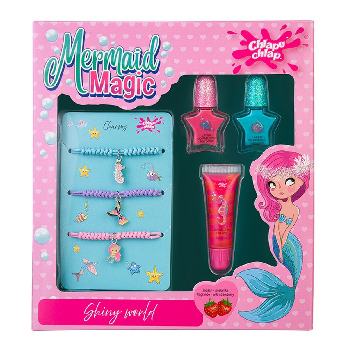 Chlapu Chlap Mermaid Magic Zestaw dziecięcy lakiery do paznokci, błyszczyk, bransoletki 5ml