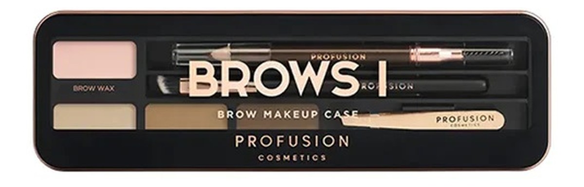 Zestaw Brows 1 Makeup Case Display cienie do brwi + kredka do brwi + pędzelek + pęseta