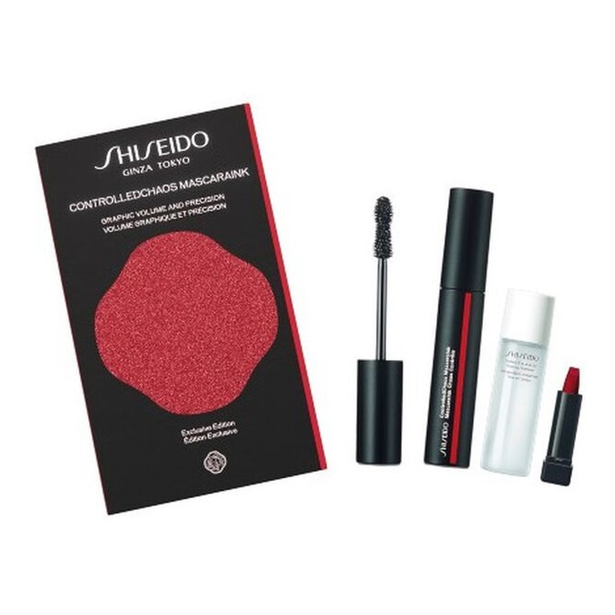 Shiseido Exclusive Edition Zestaw controlled chaos mascaralnk 01 black pulse 11.5ml + instant eye and lip makeup remover 30ml + modernmatte powder lipstick 515 mellow drama 2.5g