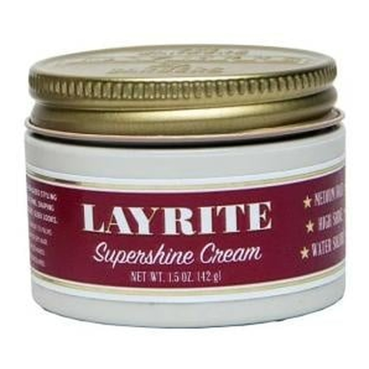 Layrite Krem Supershine Cream o średnio-mocnym utrwaleniu i wysokim połysku do włosów dla mężczyzn 42g