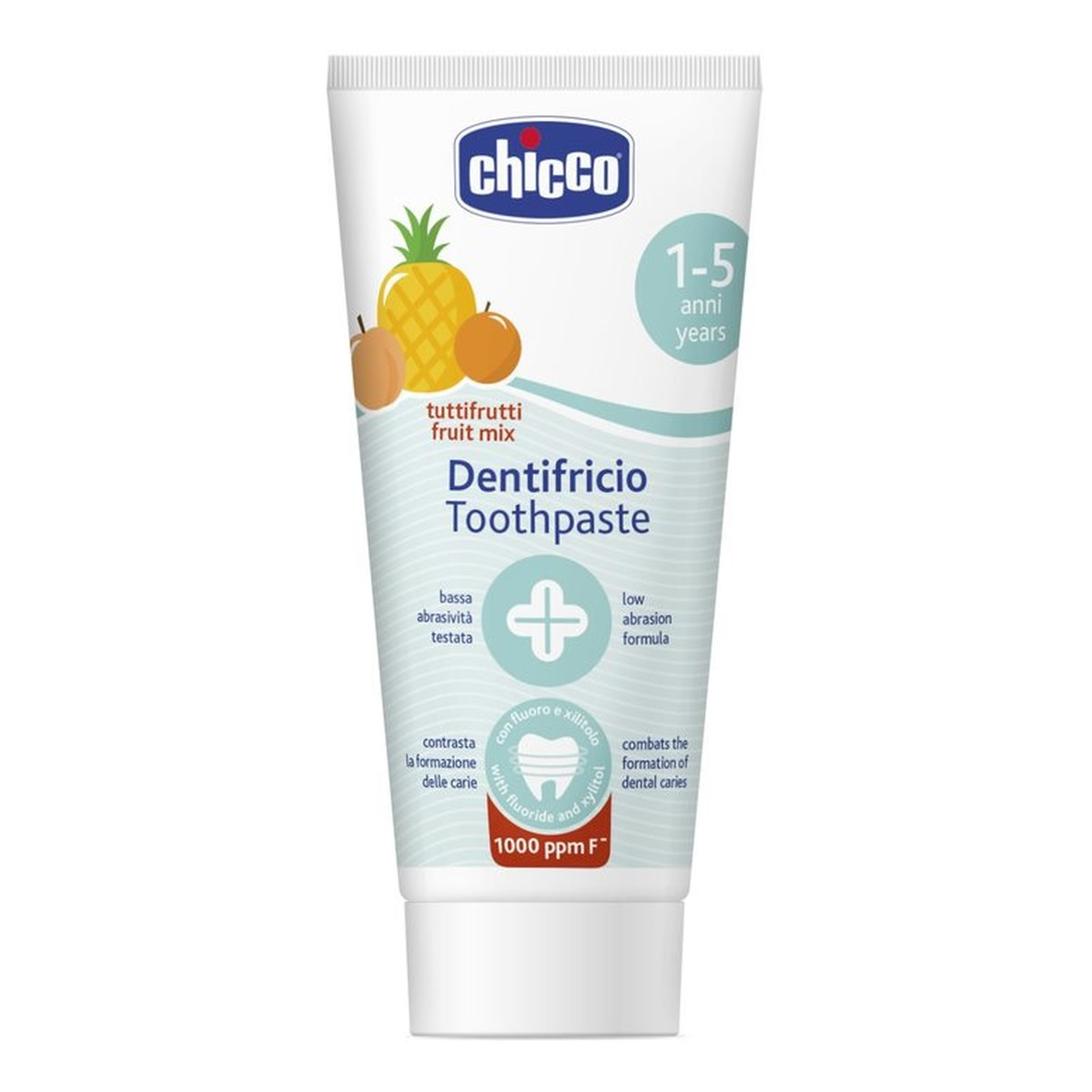 Chicco Toothpaste pasta do zębów z fluorem 1000ppm o smaku wieloowocowym 1-5l 50ml