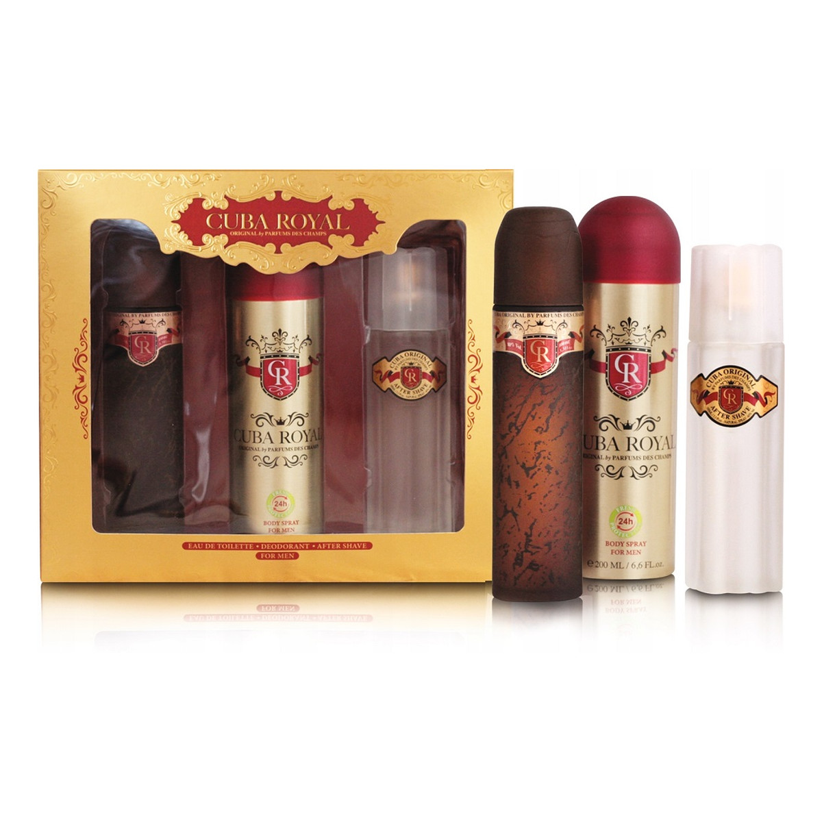 Cuba Royal Zestaw woda toaletowa spray 100ml + dezodorant spray 200ml + woda po goleniu 100ml