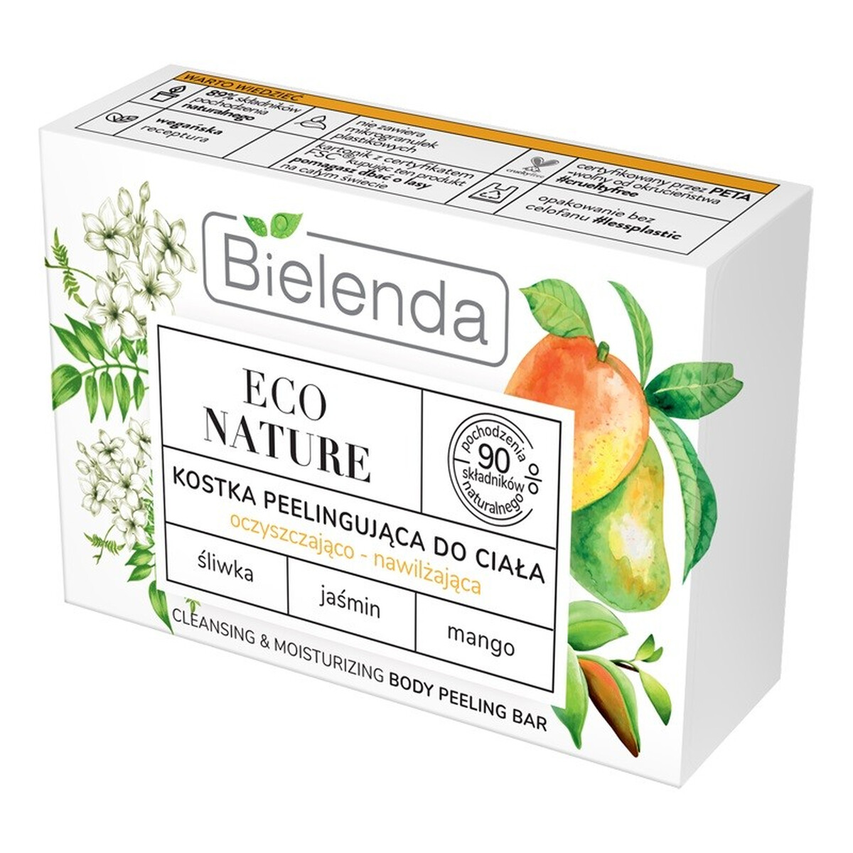 Bielenda Eco Nature Kostka peelingująca do ciała oczyszczająco nawilżająca - Śliwka Kakadu & Jaśmin & Mango 80ml