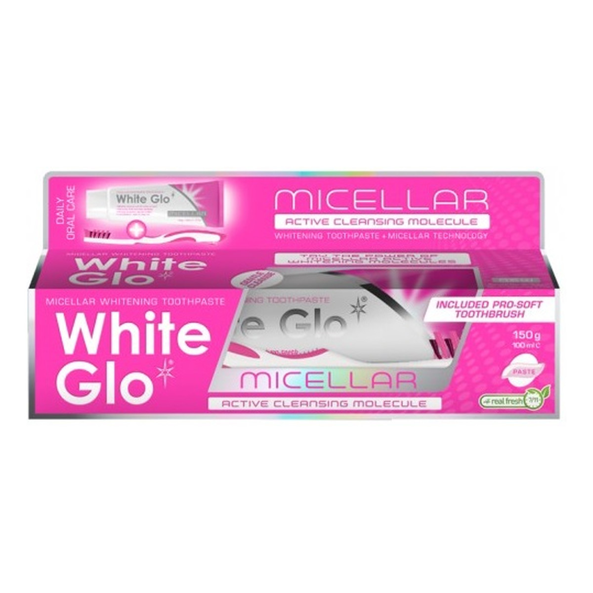 White Glo Micellar whitening toothpaste micelarna pasta wybielająca do zębów 150g/100ml + szczoteczka