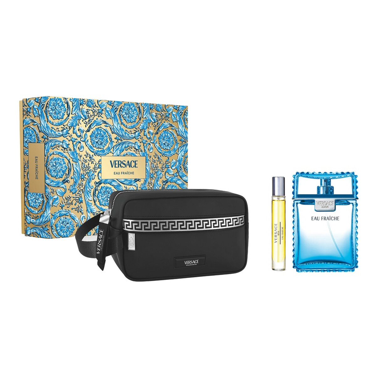 Versace Man Eau Fraiche Zestaw woda toaletowa spray 100ml + woda toaletowa spray 10ml + kosmetyczka