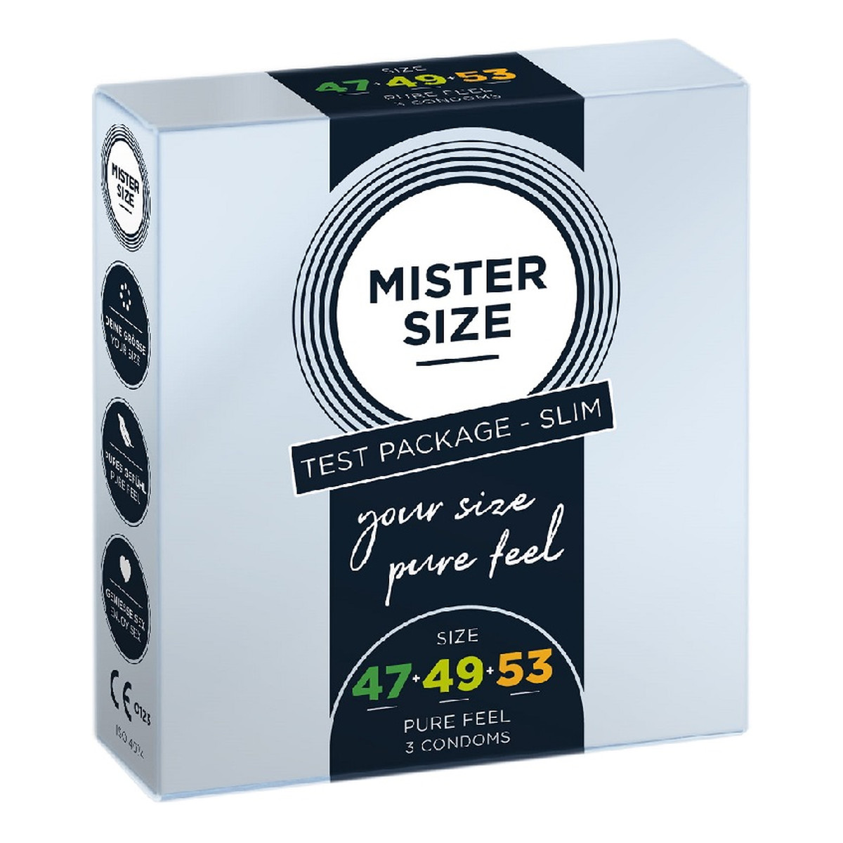 Mister Size Condoms prezerwatywy dopasowane do rozmiaru 47mm 49mm 53mm 3szt.