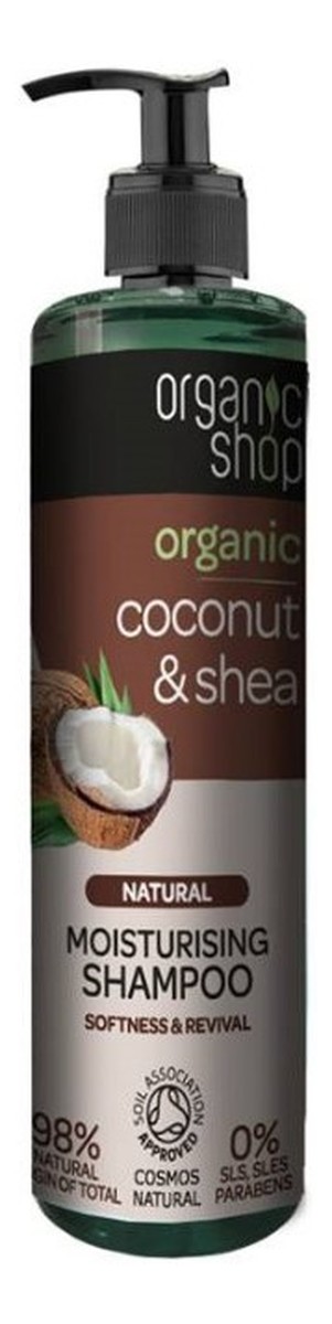 Szampon nawilżający do włosów Organiczny Kokos & Shea