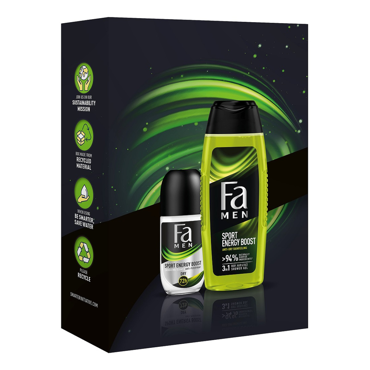 Fa Men Sport Energy Boost Zestaw żel pod prysznic 250ml + antyperspirant w kulce 50ml