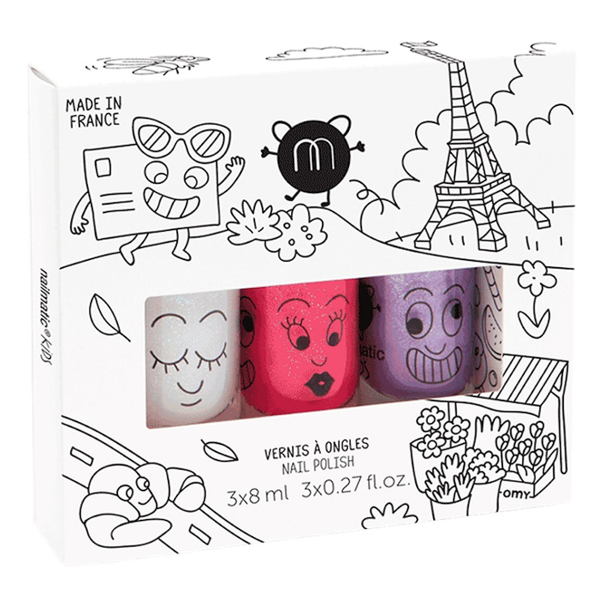 Nailmatic Kids City Zestaw lakierów do paznokci super 8ml + kitty 8ml + piglou 8ml