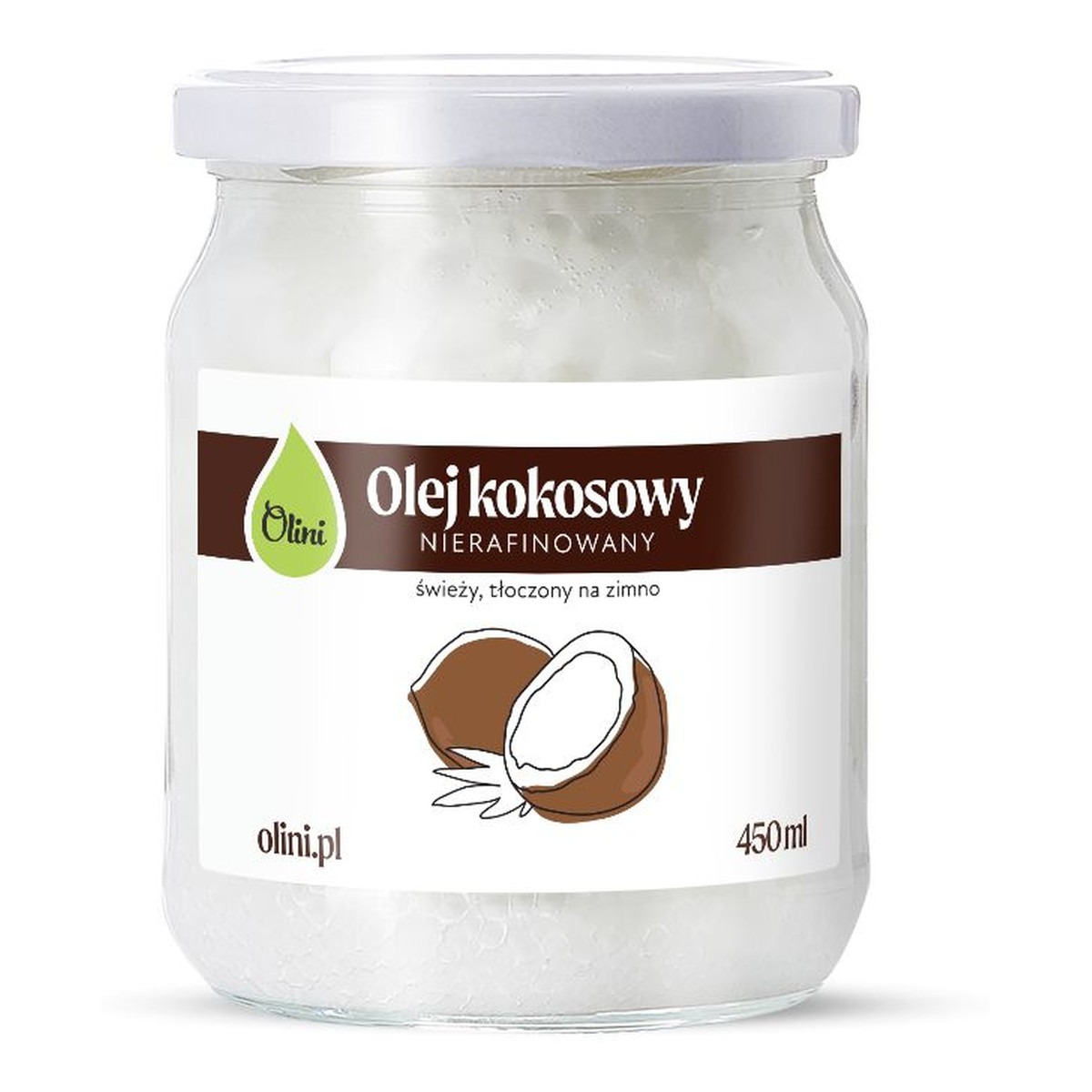 Olini Olej kokosowy tłoczony na zimno nierafinowany 450ml
