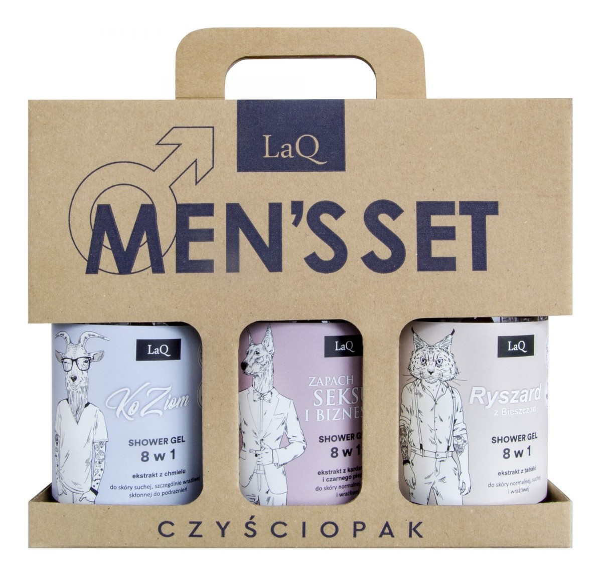 Czyściopak Męski 3x żel pod prysznic - Doberman + Ryś + Kozioł