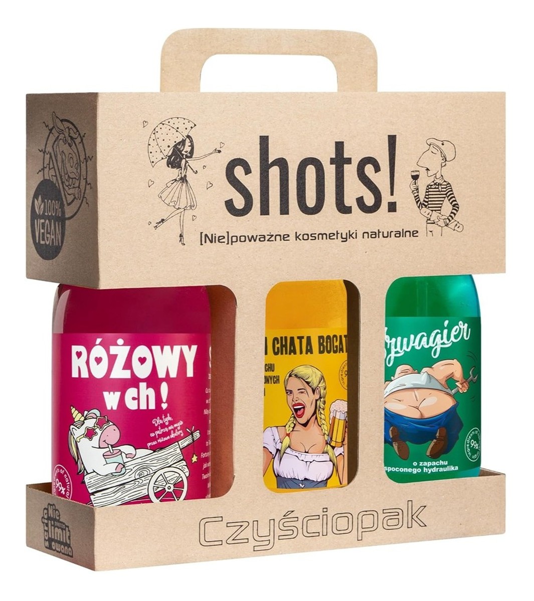 Zestaw różowy w ch! żel pod prysznic 500ml + czym chata bogata żel pod prysznic 500ml + szwagier żel pod prysznic 500ml