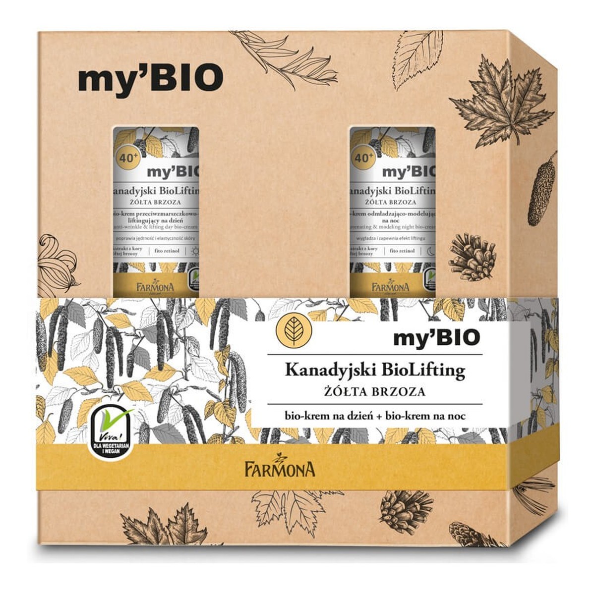 Zestaw prezentowy Kanadyjski Bio Lifting 40+ Żółta Brzoza (krem na dzień+krem na noc )