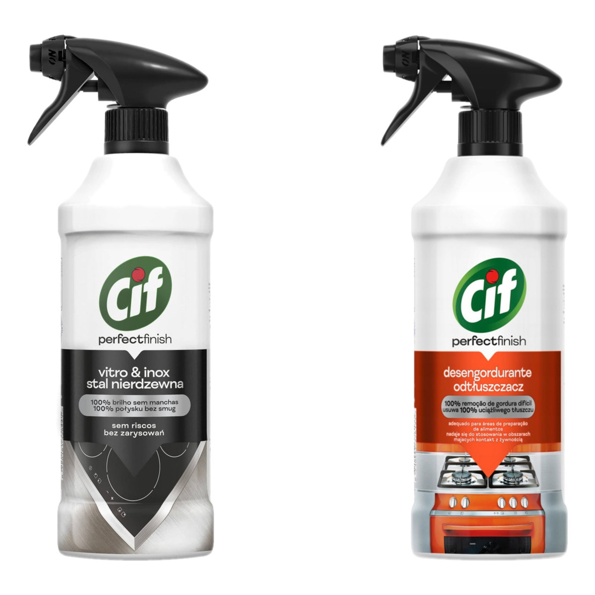 Cif Perfect Finish Spray do czyszczenia stali nierdzewnej + Spray do piekarników i grilla 2x435ml