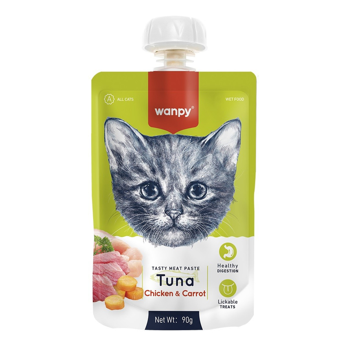 Wanpy Cats Kremowa pasta dla kotów-tuna,chicken&carrot (tuńczyk z kurczakiem i marchewką) 90g