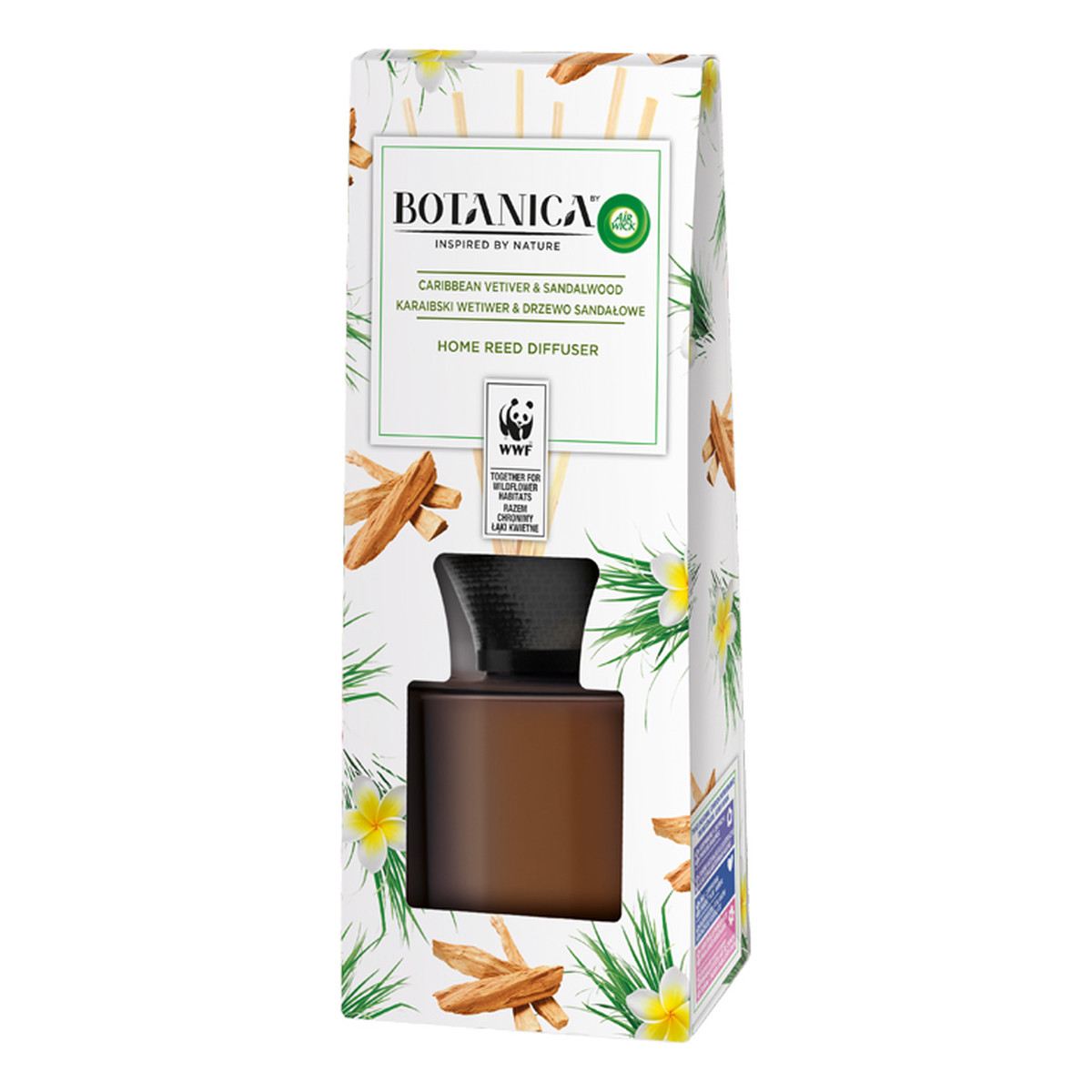 Air Wick Botanica Patyczki zapachowe Karaibski Wetiwer & Drzewo Sandałowe 80ml