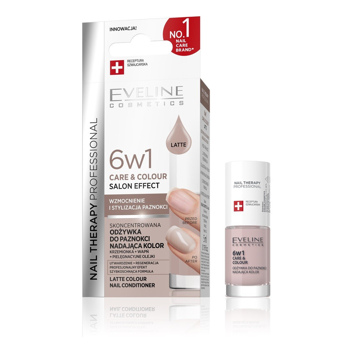 Eveline Nail therapy professional odżywka do paznokci nadająca kolor care&colour 6w1-latte 5ml