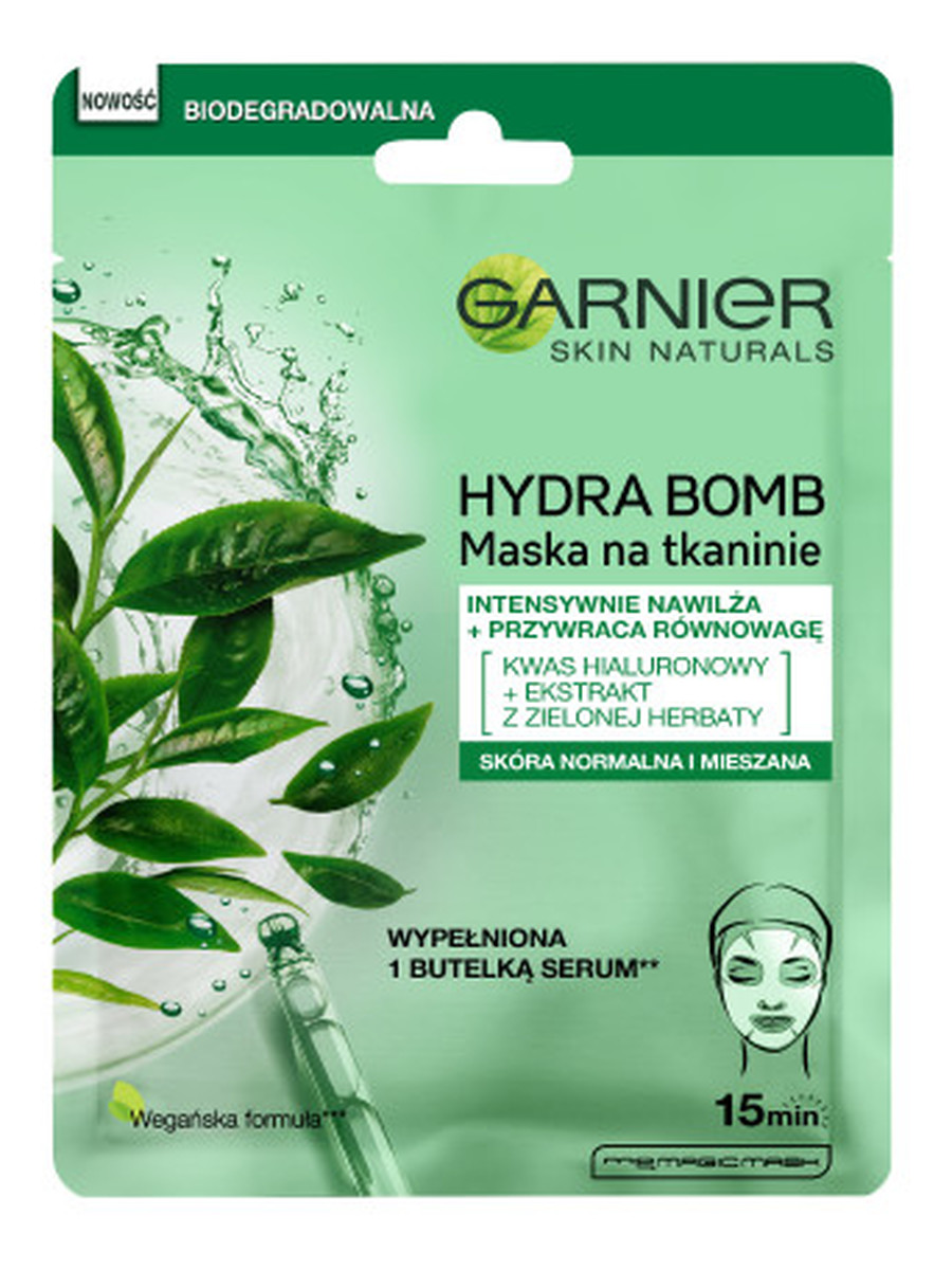 Hydra bomb przywracająca równowagę maska na tkaninie z ekstraktem z zielonej herbaty i kwasem hialuronowym