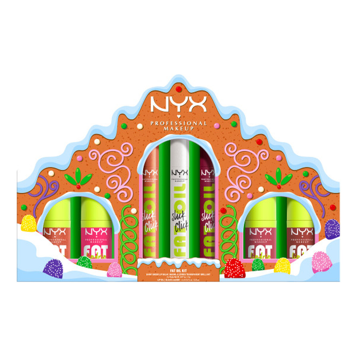 NYX Professional MakeUp Holiday Fat Gingerbread House Kit Zestaw błyszczyków i balsamów do ust