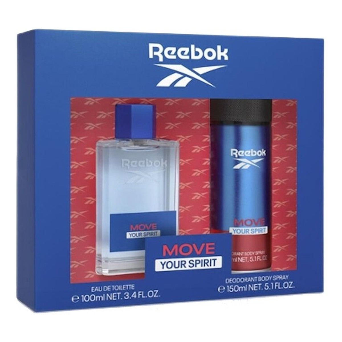 Reebok Move Your Spirit Men Zestaw woda toaletowa spray 100ml + dezodorant spray 150ml