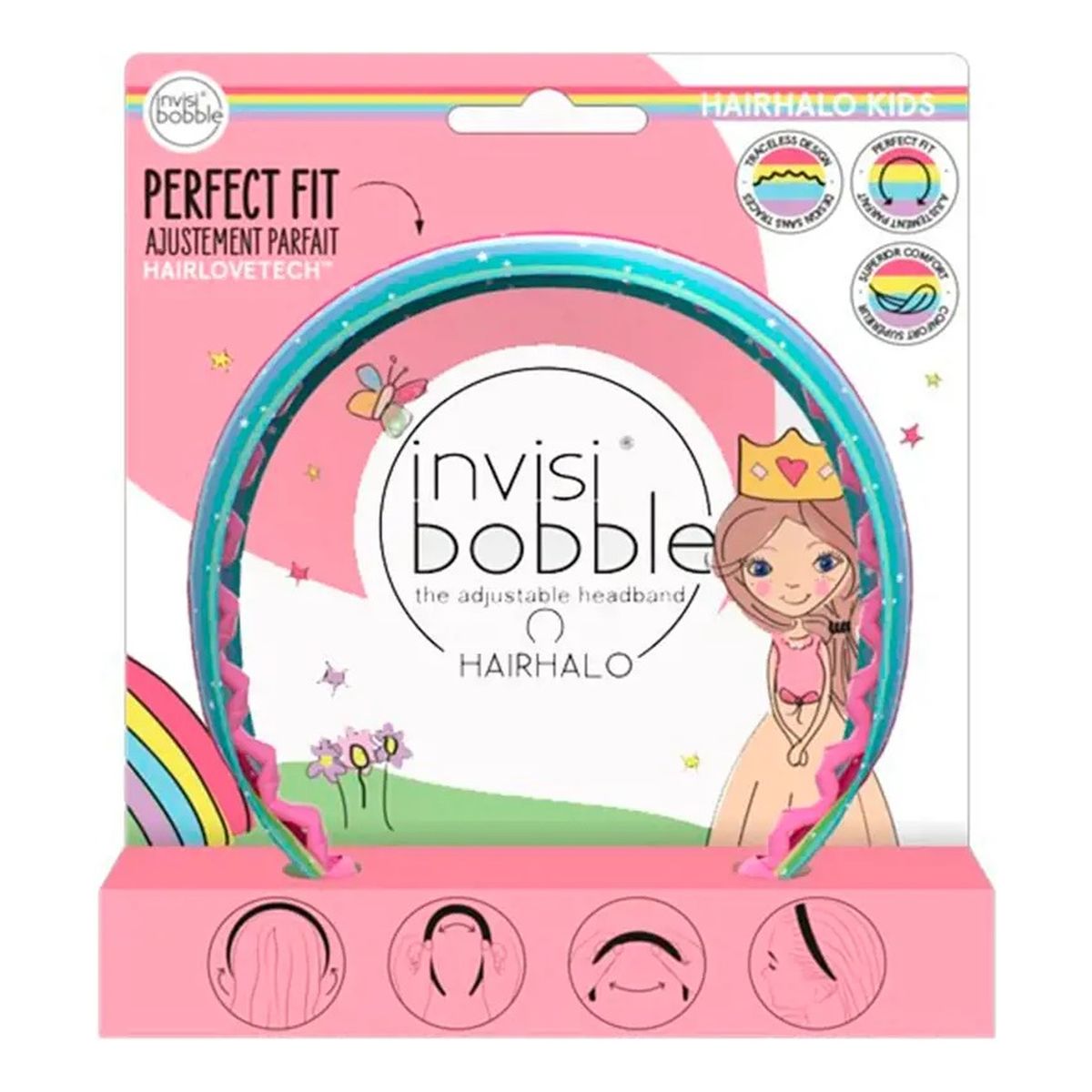 Invisibobble Kids hairhalo regulowana opaska do włosów rainbow crown